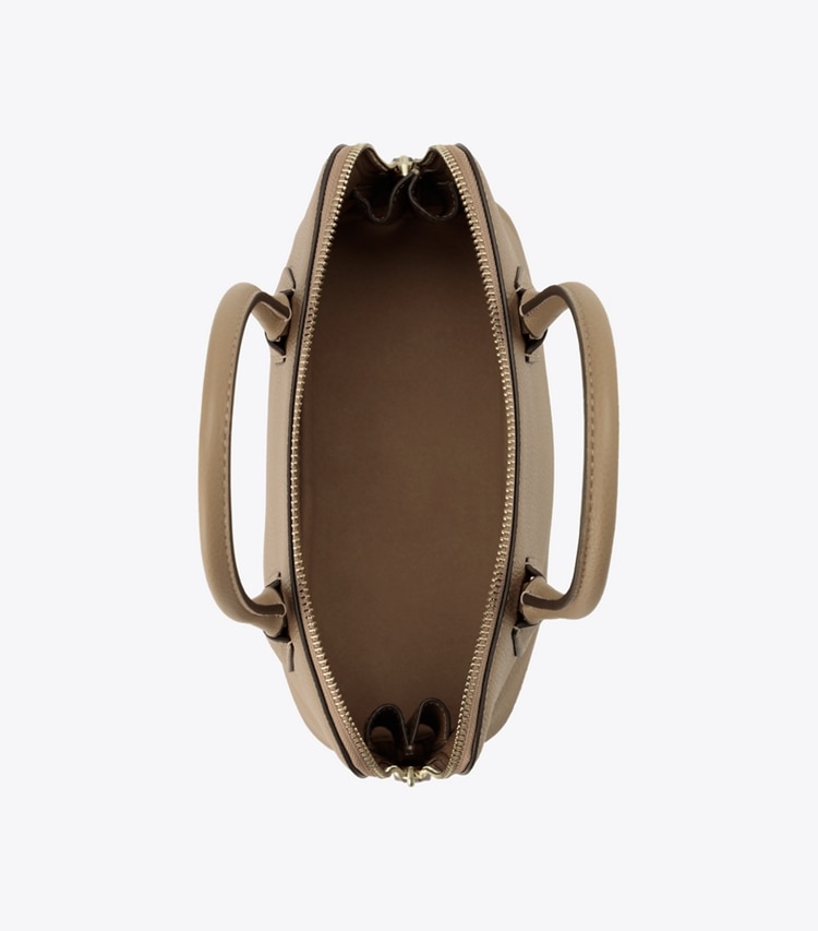 Tory Burch designer サッチェルバッグ スウィング ペブルド ミディアムバッグ in Taupe Oak オーバーヘッド