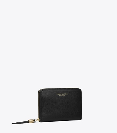 Tory Burch designer wallets Medium Romy Wallet in Black angle