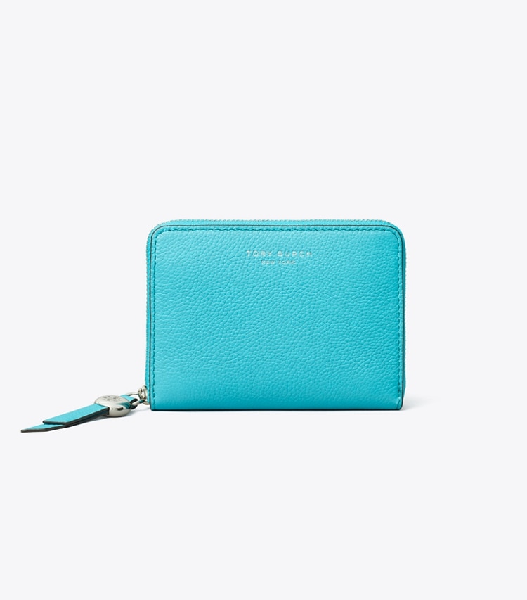 Tory Burch designer wallets Medium Romy Wallet in Soft Turquoise front