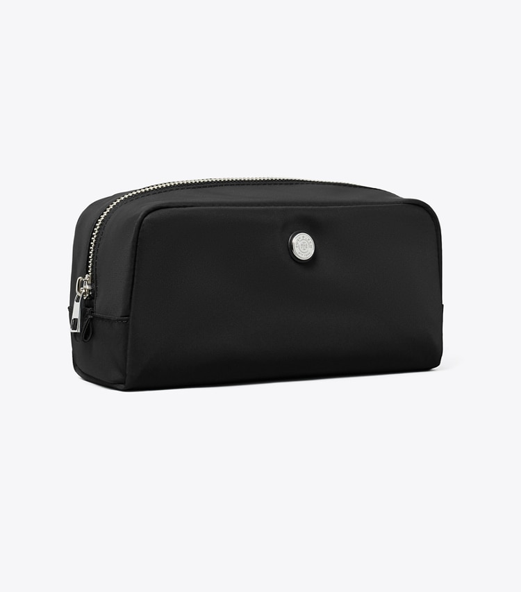 Tory Burch designer cosmetic bags Medium Twist Cosmetic Case in Black angle