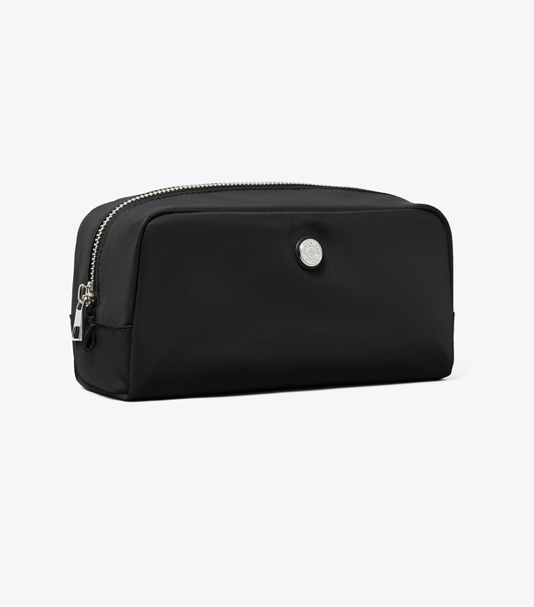 Tory Burch designer cosmetic bags Medium Twist Cosmetic Case in Black angle