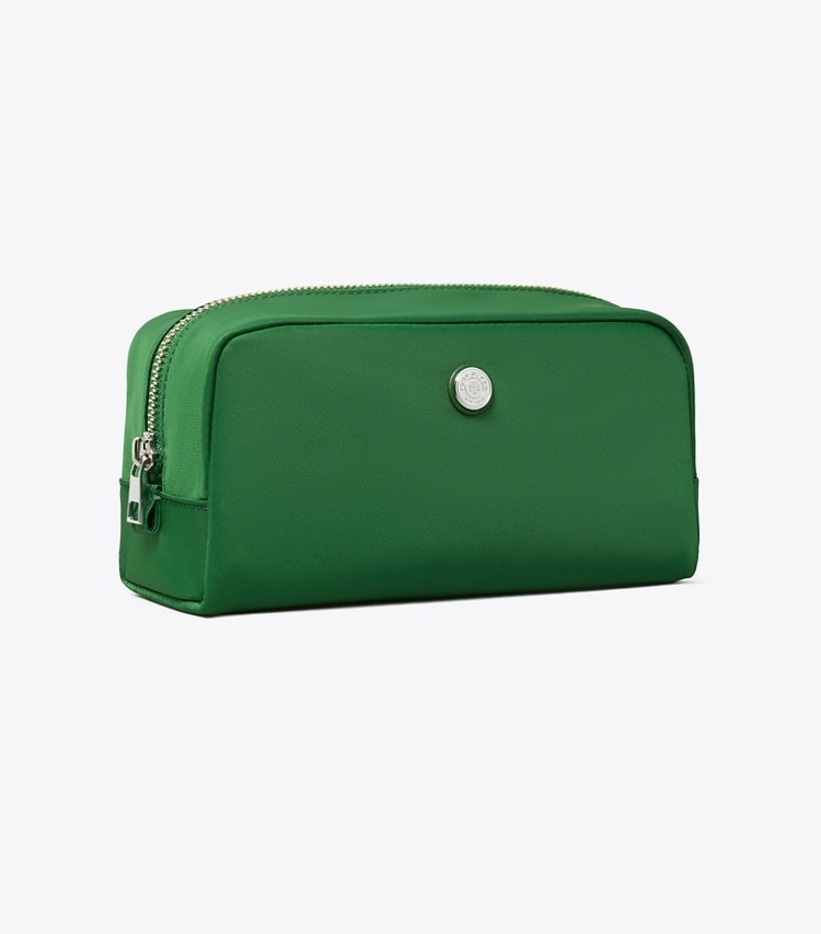 Tory Burch designer cosmetic bags Medium Twist Cosmetic Case in Basil angle