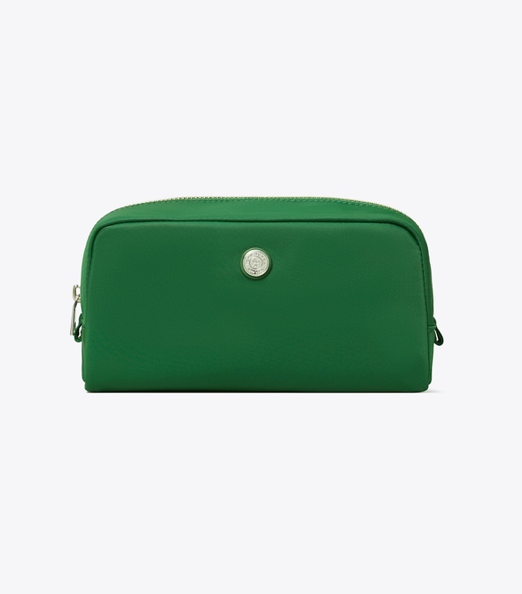 Tory Burch designer cosmetic bags Medium Twist Cosmetic Case in Basil front