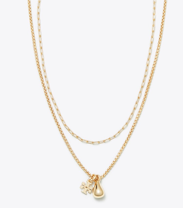 Tory Burch designer halsketten Mehrreihige Good Luck Halskette in Tory Gold detail