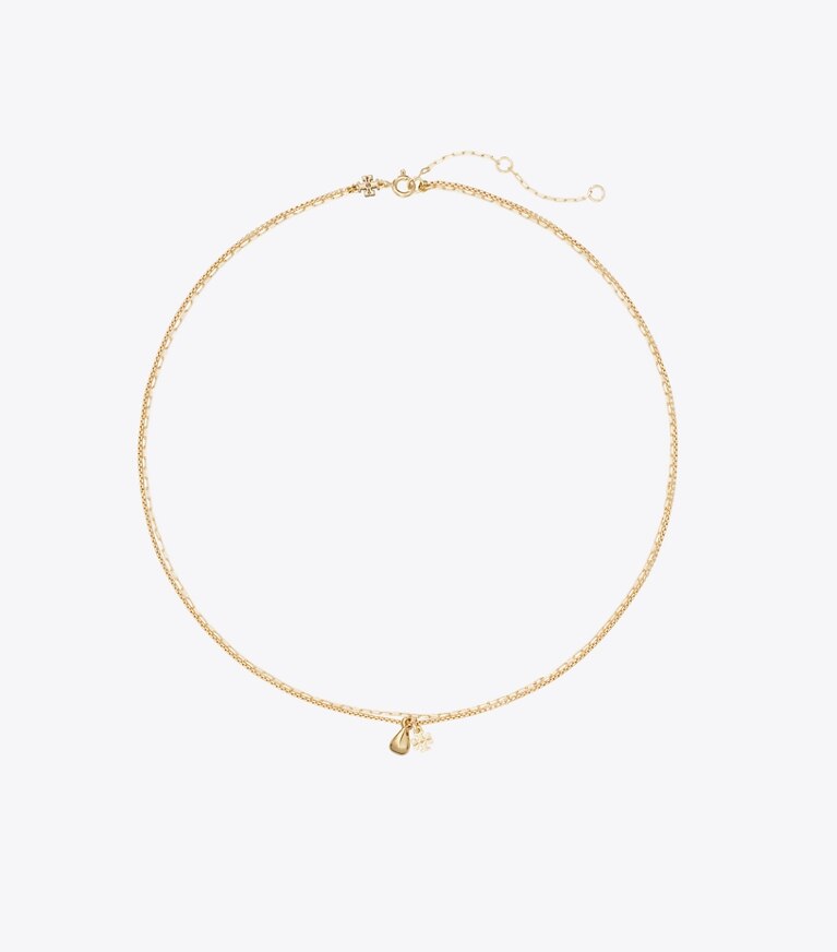 Tory Burch designer halsketten Mehrreihige Good Luck Halskette in Tory Gold front