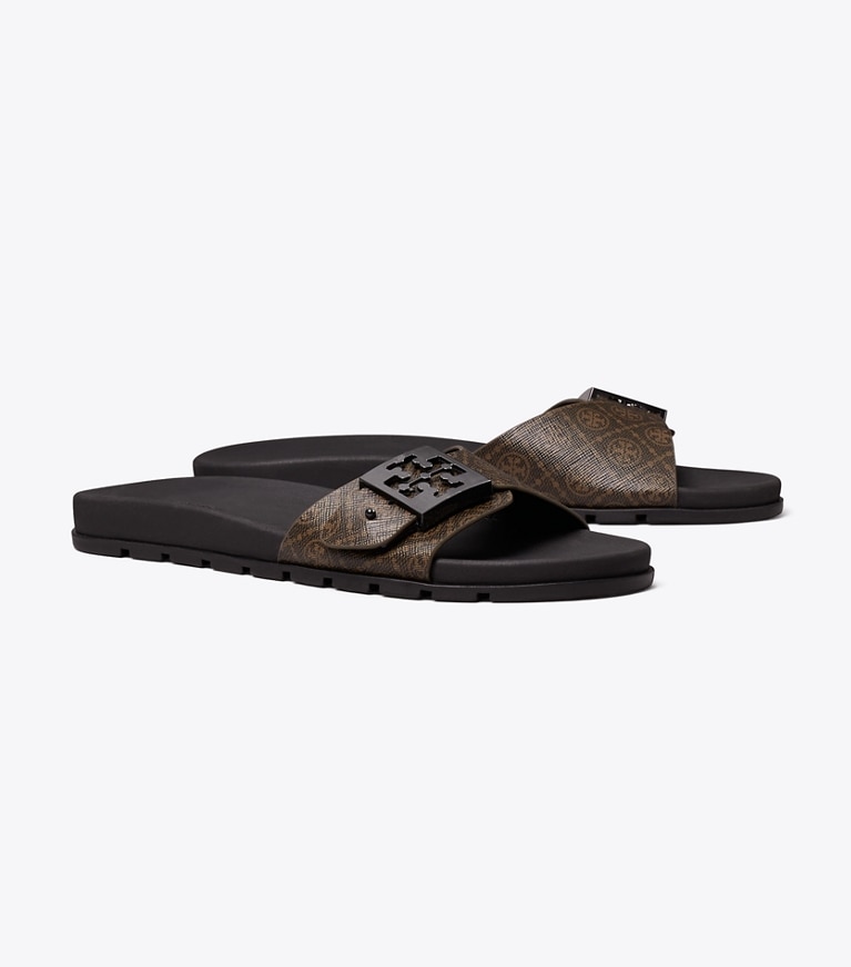 Tory Burch designer sandals Mellow Buckle Slide in T MONO FRENCH PRESS / FRENCH PRESS angle