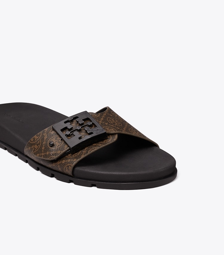 Tory Burch designer sandals Mellow Buckle Slide in T MONO FRENCH PRESS / FRENCH PRESS detail