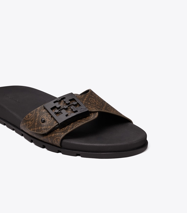 Tory Burch designer sandals Mellow Buckle Slide in T MONO FRENCH PRESS / FRENCH PRESS detail