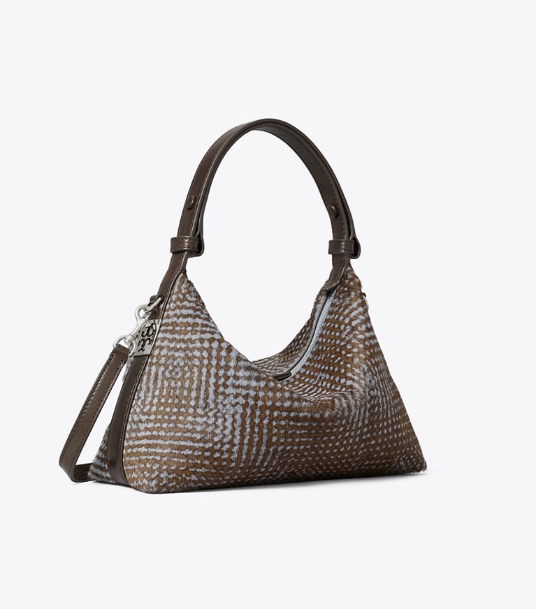 Tory Burch designer shoulder bags Mellow Calf Hair Shoulder Bag in Dusky Blue Multi angle