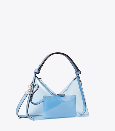 Tory Burch designer shoulder bags Mellow Clear Shoulder Bag in Pool Blue angle