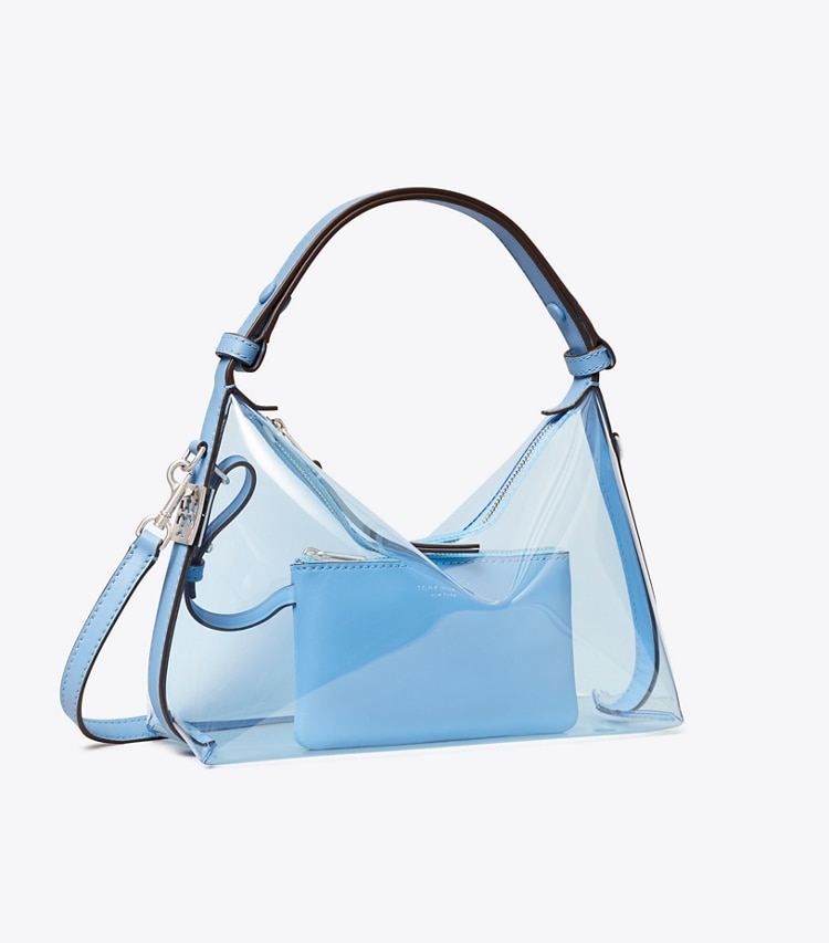 Tory Burch designer shoulder bags Mellow Clear Shoulder Bag in Pool Blue angle