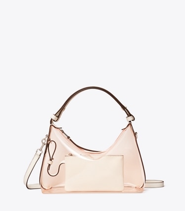Tory Burch designer shoulder bags Mellow Clear Shoulder Bag in Flamingo Pink front
