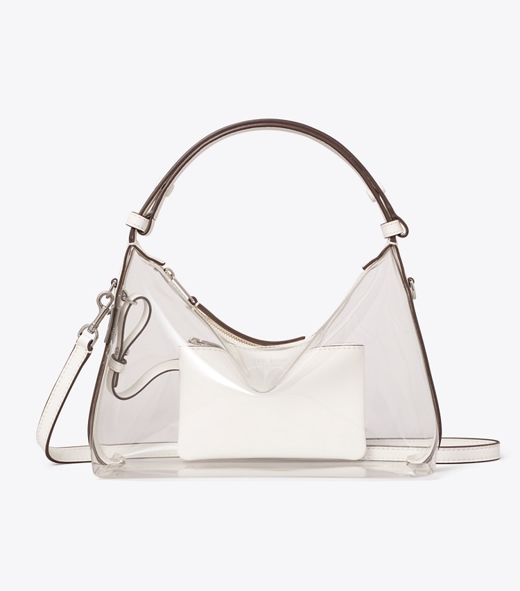 Tory Burch designer shoulder bags Mellow Clear Shoulder Bag in Crystal Clear front