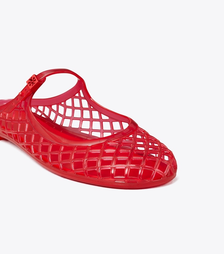 Tory Burch designer sandals Mellow Mary Jane Jelly in RED VOLCANO / RED VOLCANO detail