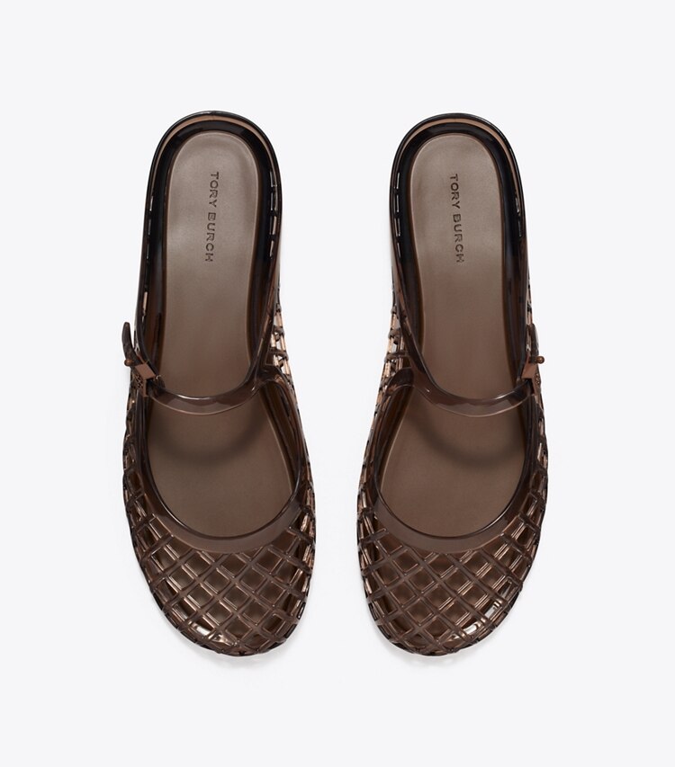 Tory Burch designer sandals Mellow Mary Jane Jelly in COCOA / COCOA overhead