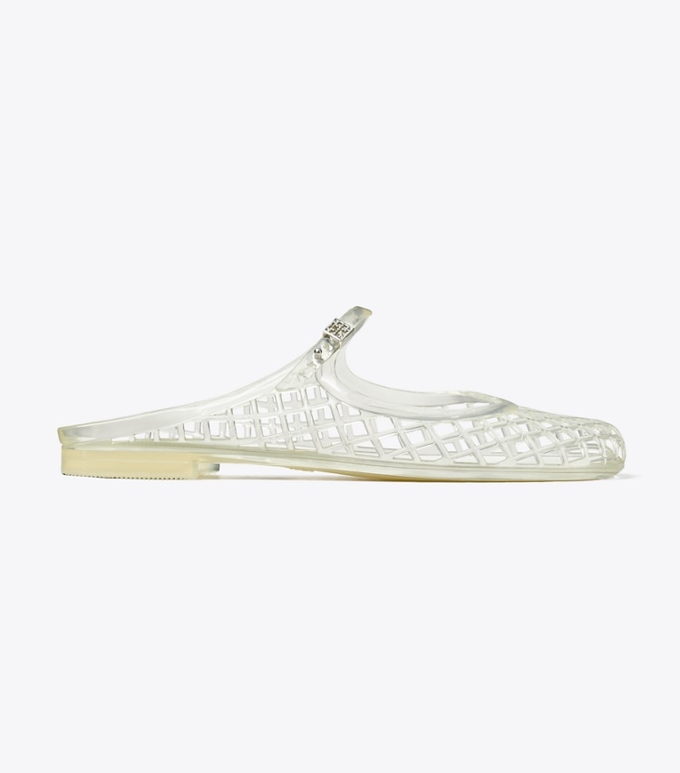 Tory Burch designer sandals Mellow Mary Jane Jelly in CLEAR / SILVER side