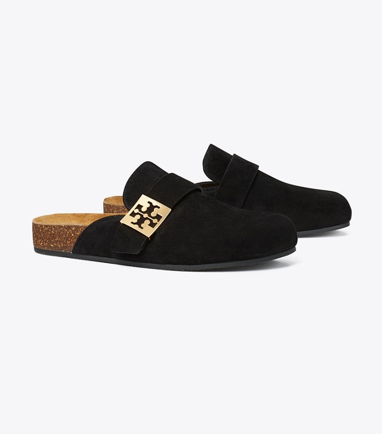 Tory Burch designer flats Mellow Mule in PERFECT BLACK angle