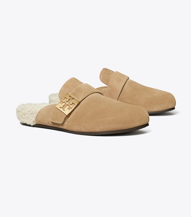 Tory Burch designer flats Mellow Mule in NOISETTE / TAUPE angle