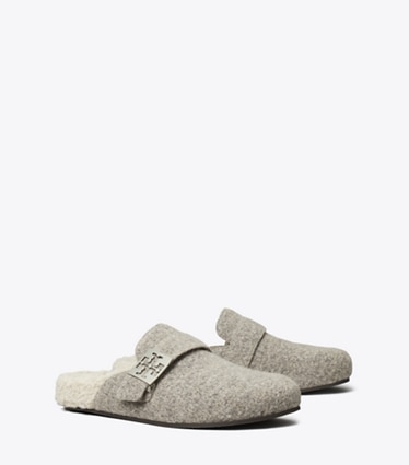 Tory Burch designer フラット メロー ミュール in FOG GRAY / TAUPE angle