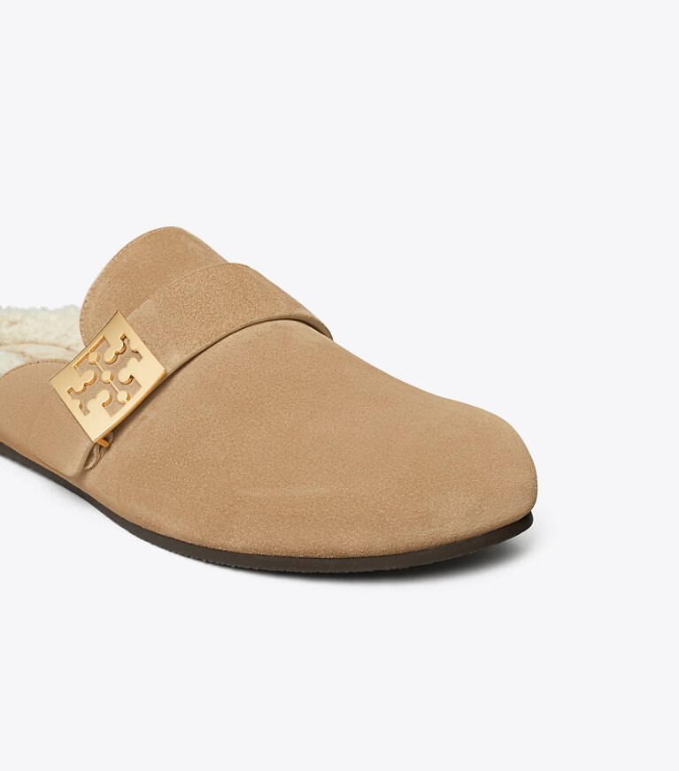 Tory Burch designer flats Mellow Mule in NOISETTE / TAUPE angle