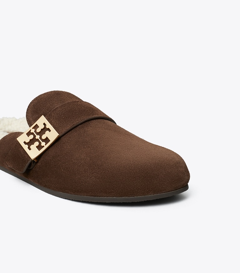 Tory Burch designer flats Mellow Mule in DARK COCOA / TAUPE angle