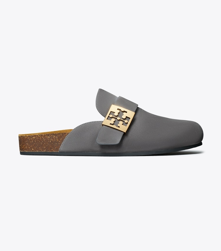 Tory Burch designer flats Mellow Mule in CHARCOAL GRAY / SILVER side