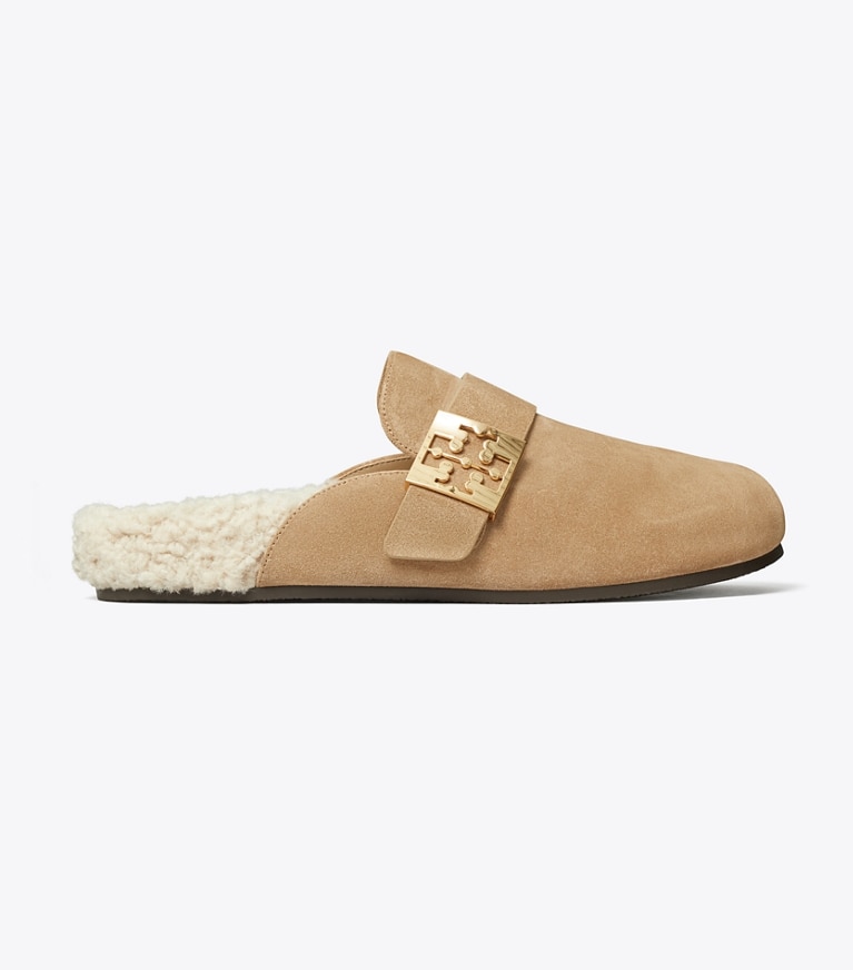 Tory Burch designer flats Mellow Mule in NOISETTE / TAUPE angle