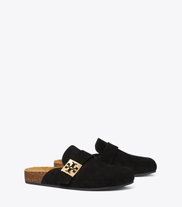 Tory Burch designer loafers Mellow Pantolette in PERFECT BLACK / GOLD angle