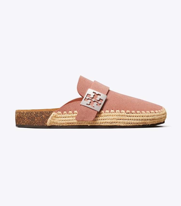 Tory Burch designer loafers Mellow Pantolette aus Raffiabast in DRIED ROSE / NATURAL side