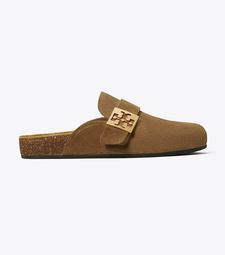 Tory Burch designer loafers Mellow Pantolette in RIVER ROCK / GOLD angle