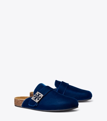 Tory Burch designer flats Mellow Pavé Mule in OCEAN angle