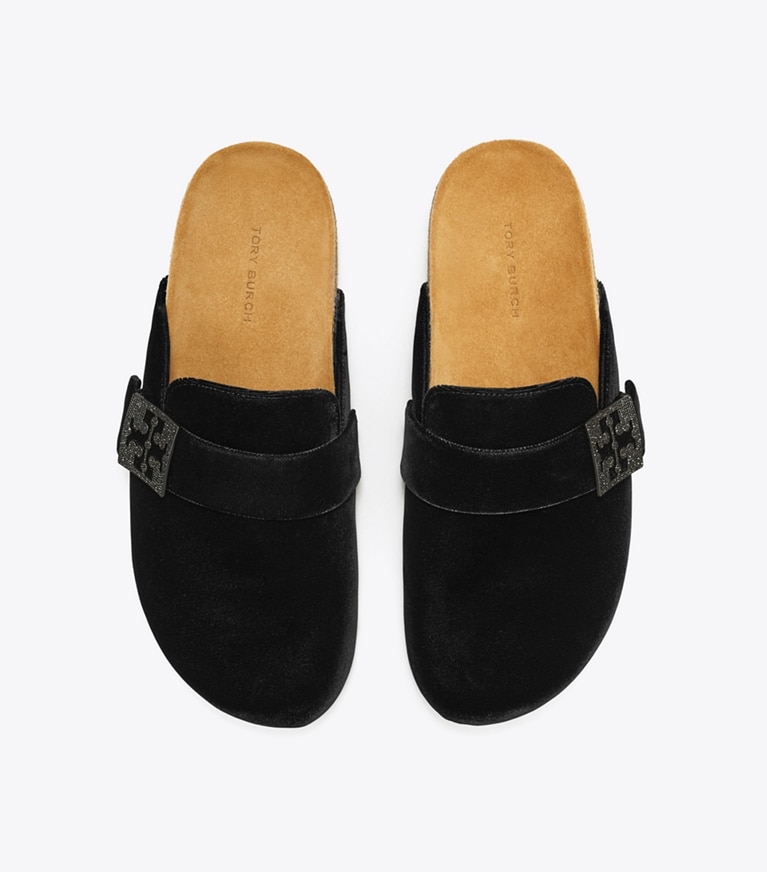 Tory Burch designer フラット メロー パヴェ ミュール in PERFECT BLACK / JET angle