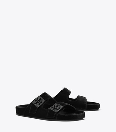 Tory Burch designer sandals Mellow Pavé Sandal in PERFECT BLACK / JET angle