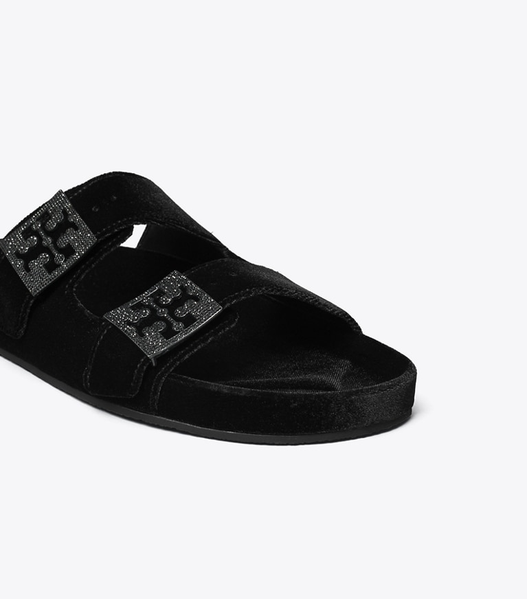 Tory Burch designer sandals Mellow Pavé Sandal in PERFECT BLACK / JET angle