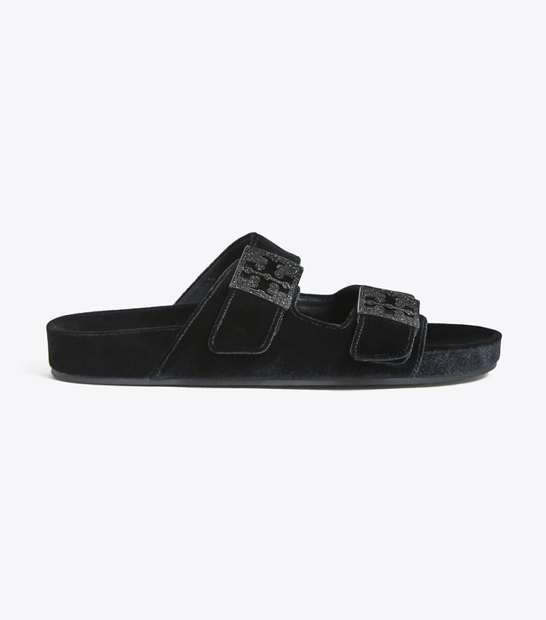 Tory Burch designer sandals Mellow Pavé Sandal in PERFECT BLACK / JET angle