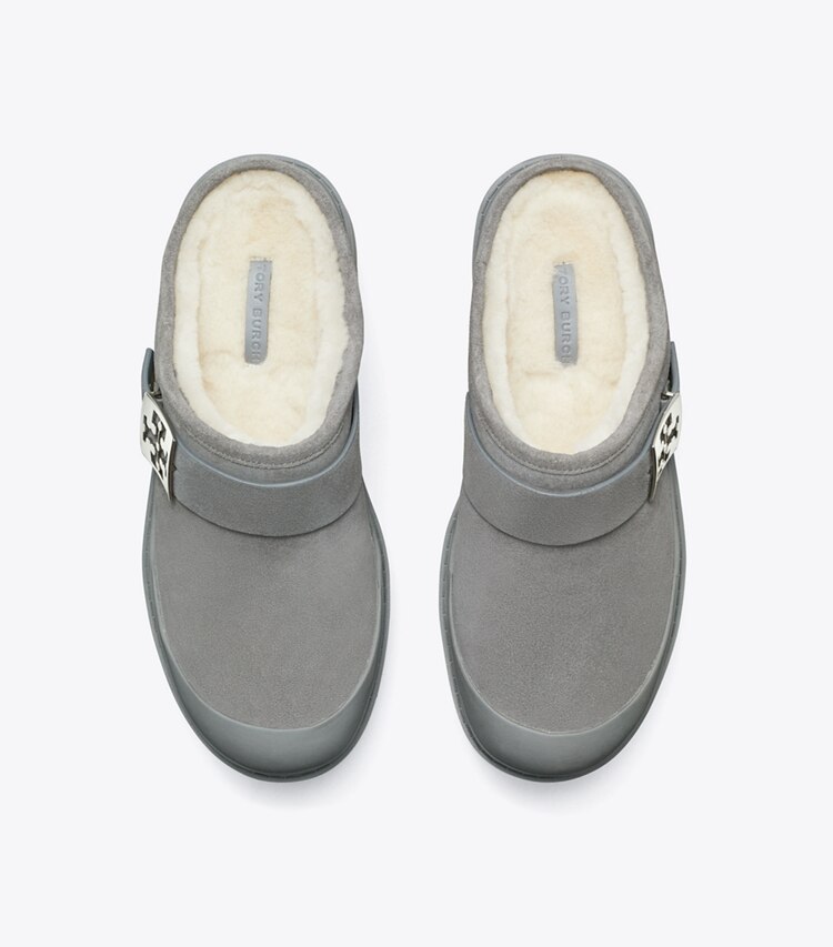 Tory Burch designer loafers Mellow Plateau-Pantolette in CHARCOAL GRAY / SILVER von oben