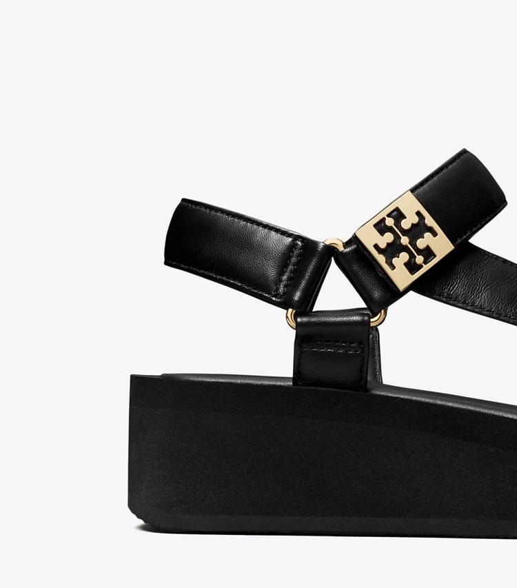 Tory Burch designer sandalen Mellow Plateau-Sandale in PERFECT BLACK / GOLD / PERFECT BLACK detail