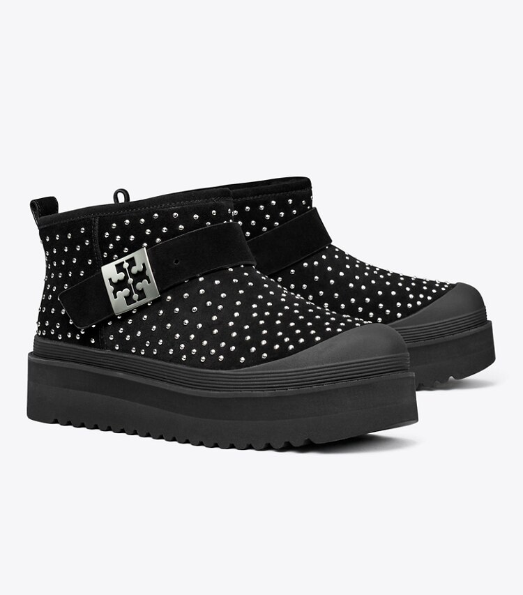 Tory Burch designer ブーツ メロー プラットフォームブーツ in PERFECT BLACK / SILVER angle