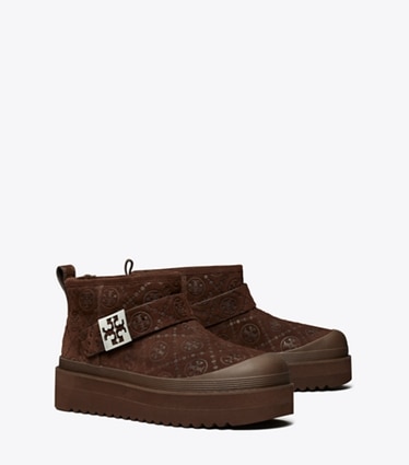 Tory Burch designer ブーティ メロー プラットフォームブーツ in DARK COCOA TMONO / SILVER angle