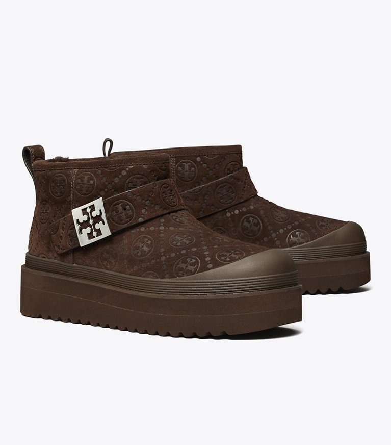 Tory Burch designer ブーティ メロー プラットフォームブーツ in DARK COCOA TMONO / SILVER angle