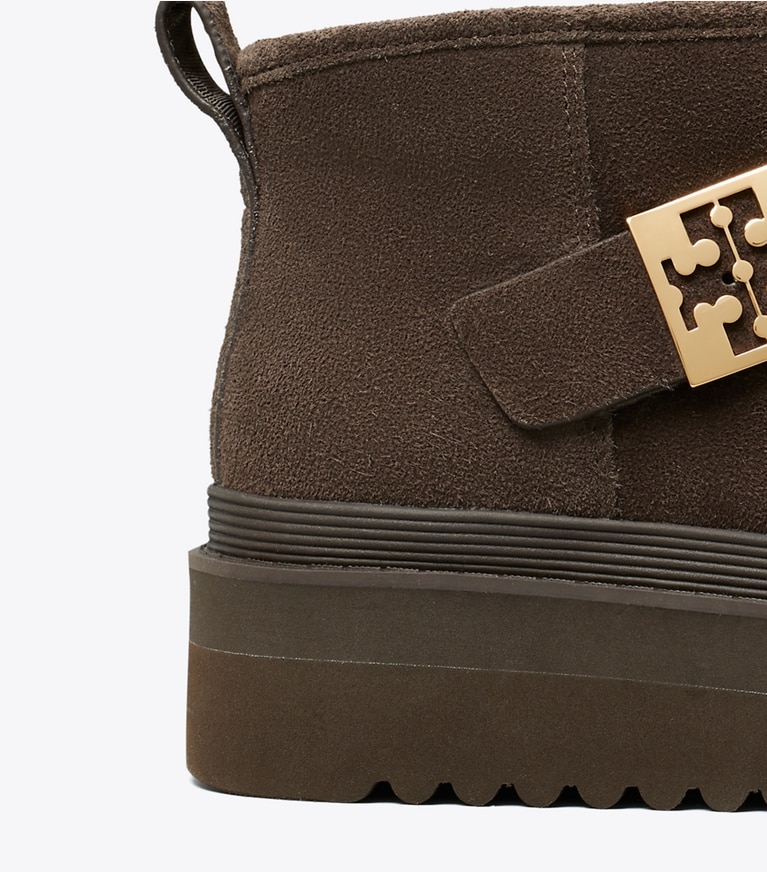 Tory Burch designer boots Mellow Platform Boot in DEEP ESPRESSO / GOLD angle