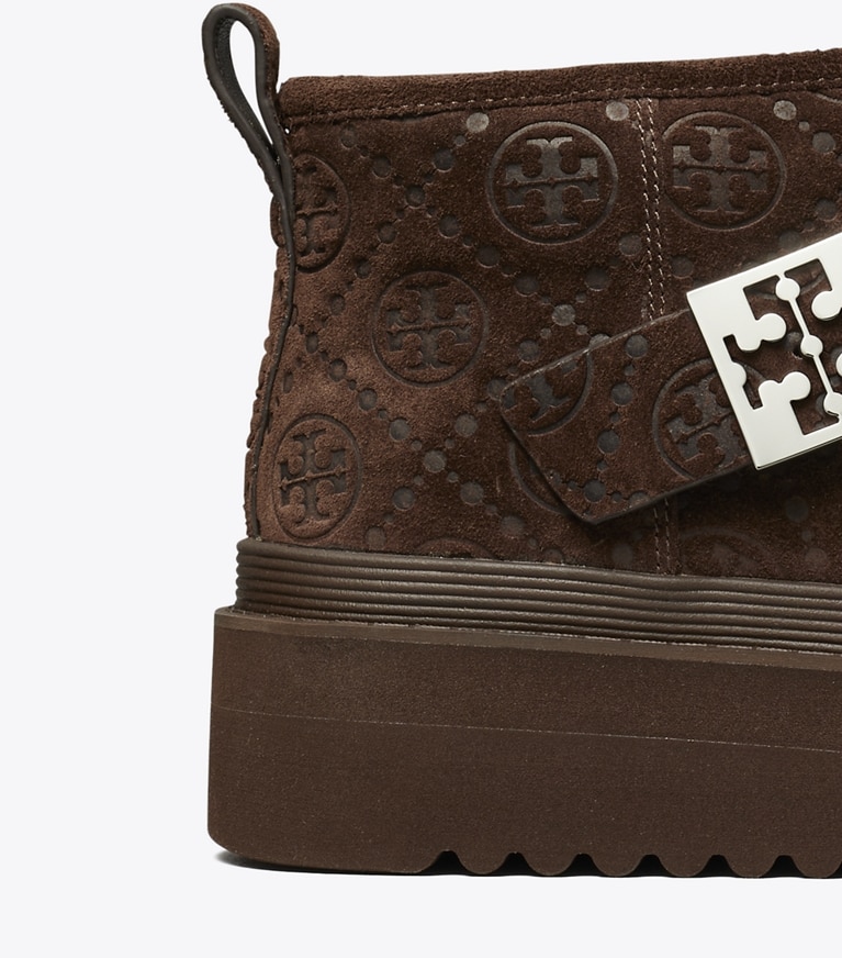 Tory Burch designer ブーティ メロー プラットフォームブーツ in DARK COCOA TMONO / SILVER angle