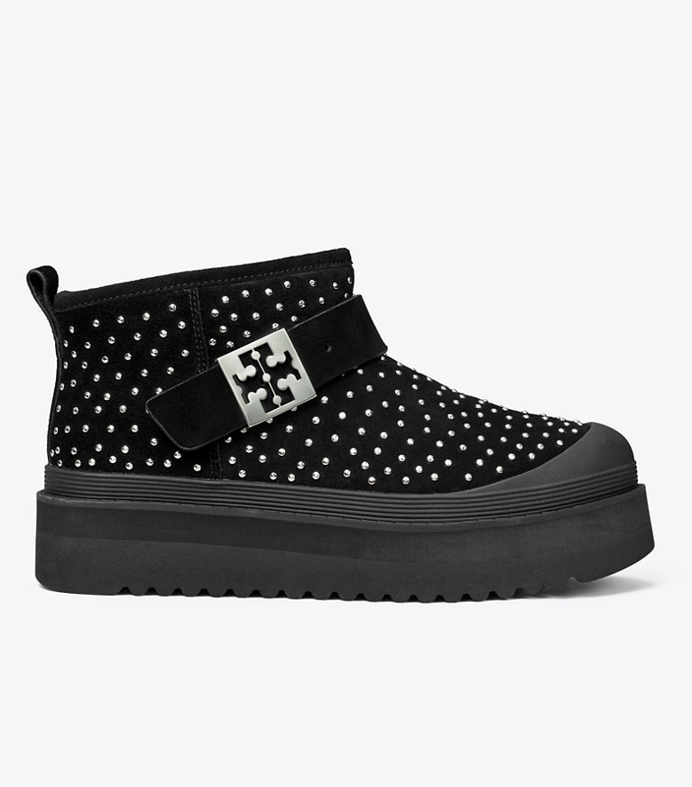 Tory Burch designer ブーツ メロー プラットフォームブーツ in PERFECT BLACK / SILVER angle