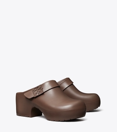 Tory Burch designer flats Mellow Platform Heeled Clog in COCONUT angle