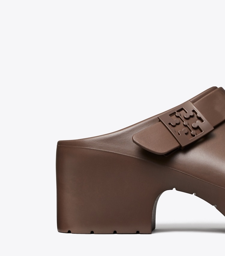 Tory Burch designer flats Mellow Platform Heeled Clog in COCONUT detail