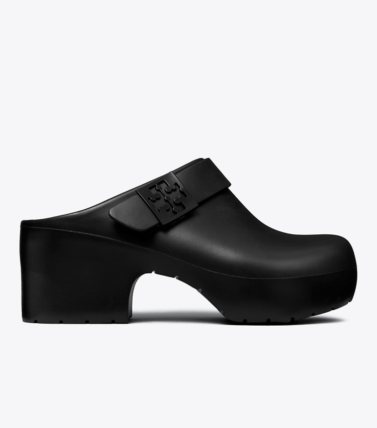 Tory Burch designer flats Mellow Platform Heeled Clog in PERFECT BLACK side