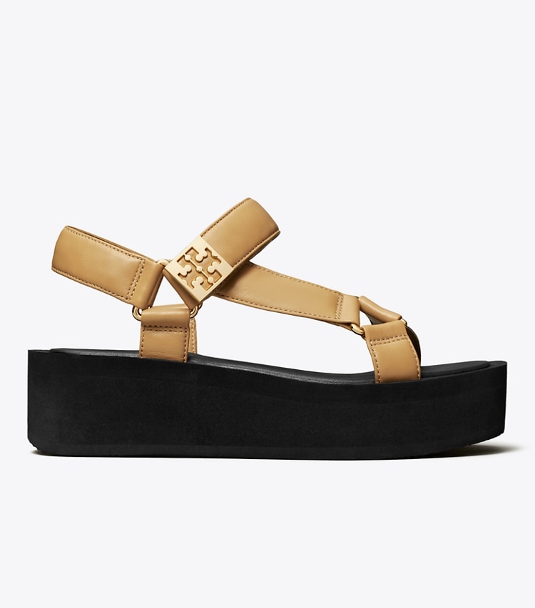 Tory Burch designer sandals Mellow Platform Sandal in GINGER SHORTBREAD / GOLD / PERFECT BLACK side