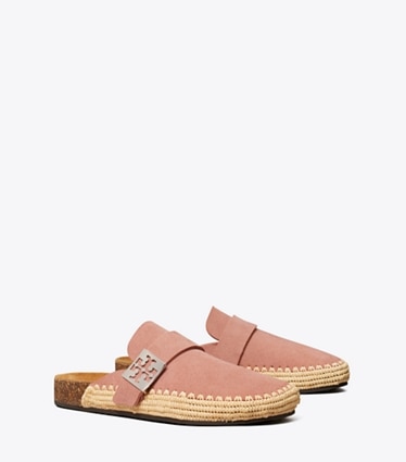 Tory Burch designer flats Mellow Raffia Mule in DRIED ROSE / NATURAL angle