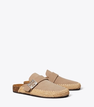 Tory Burch designer flats Mellow Raffia Mule in AVOLA / NATURAL angle