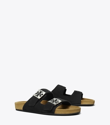 Tory Burch designer sandals Mellow Sandal in PERFECT BLACK / LIGHT TEAK angle